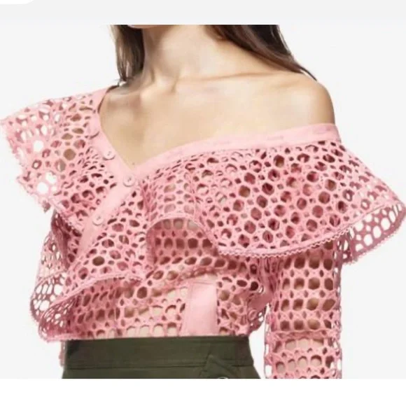 Self-Portrait Ruffled Heavy Lace Top - Picture 2 of 14